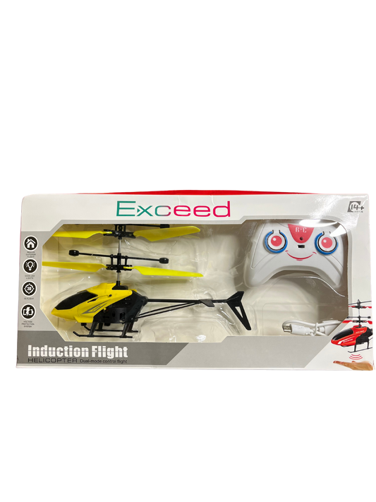 Remote Control & Hand Sensor Helicopter – Rechargeable Flying Toy with 3D Lights