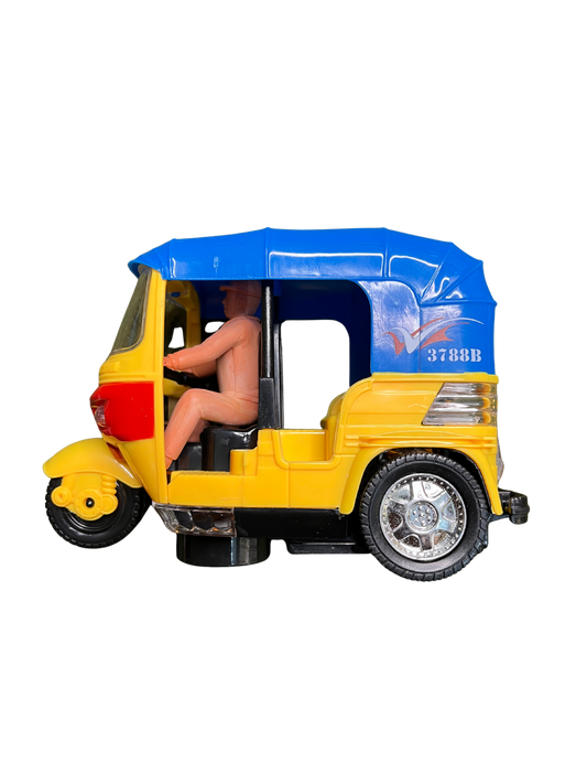 Bump & Go Auto Rickshaw Toy with Lights and Music for Kids