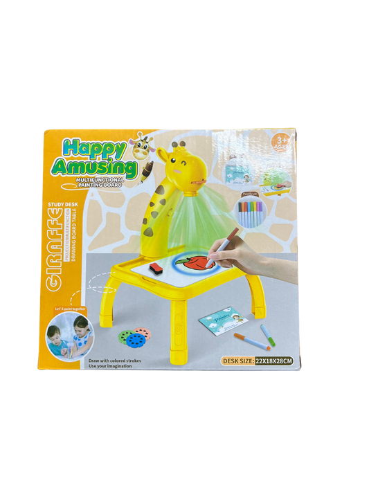 Giraffe projection drawing board for kids with colorful markers and interactive light projector