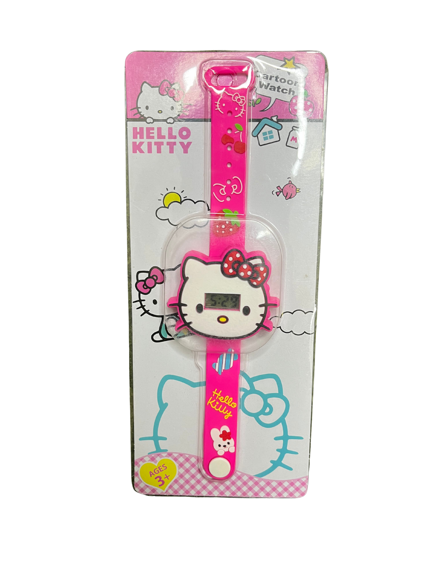 Hello Kitty kids cartoon digital watches in pink with bow design and digital display
