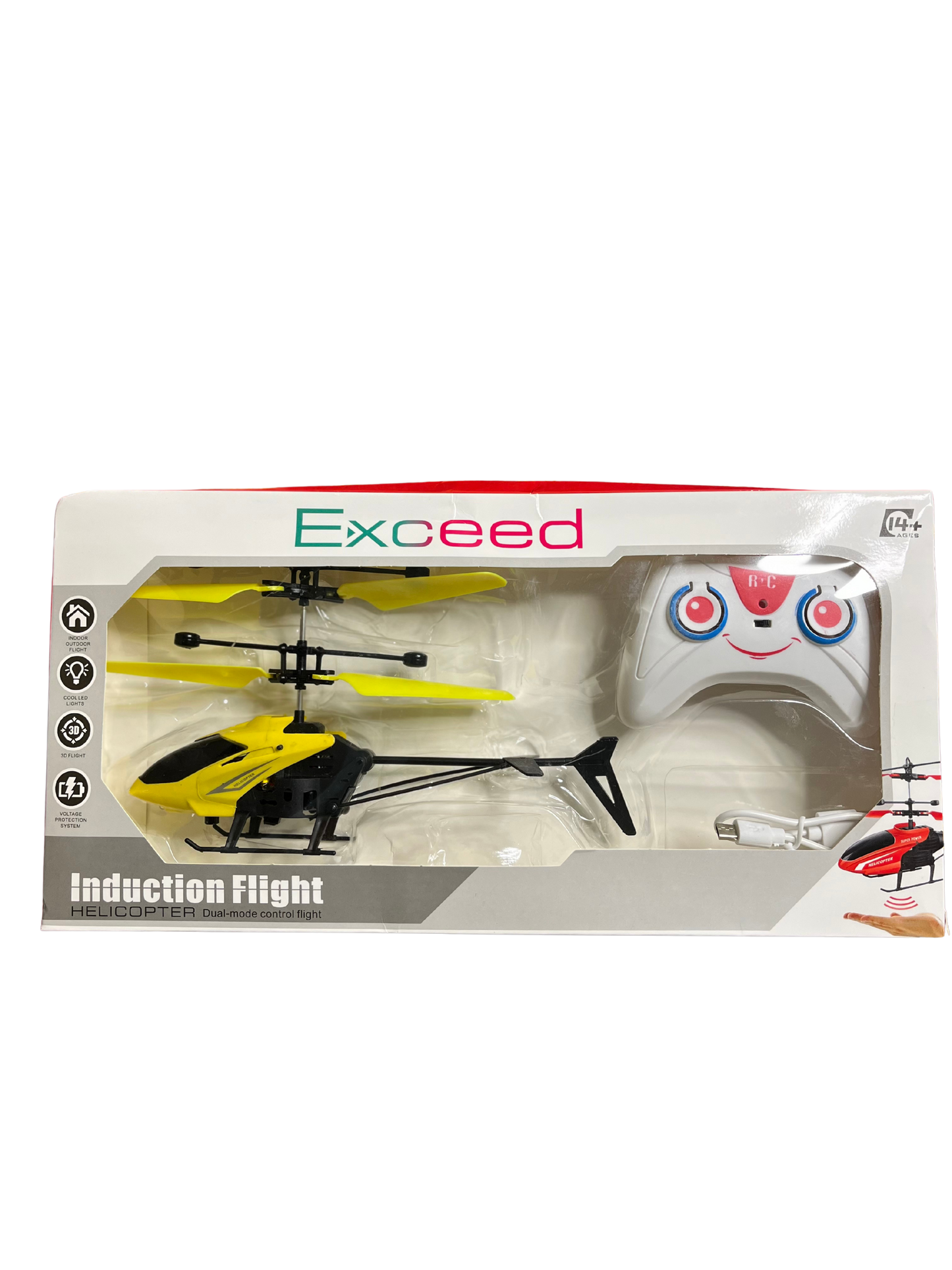 Remote Control & Hand Sensor Helicopter – Rechargeable Flying Toy with 3D Lights