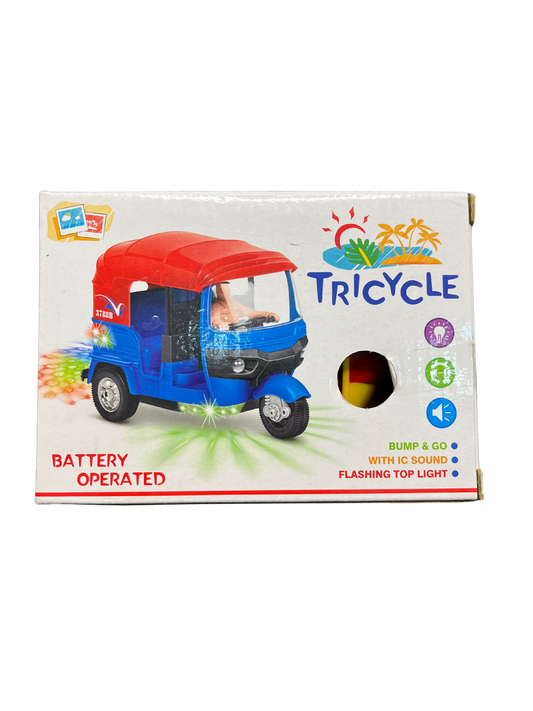 Bump & Go Auto Rickshaw Toy with Lights and Music for Kids