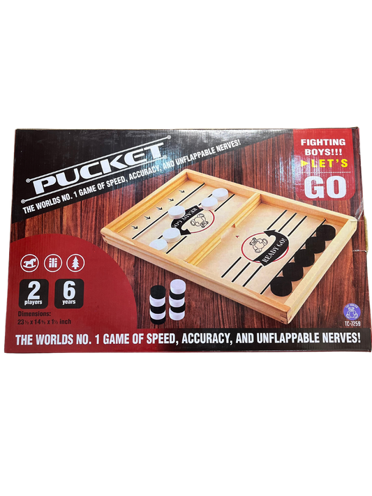 Large Pucket Game for Kids and Adults – 2 Player Wooden Sling Board Game