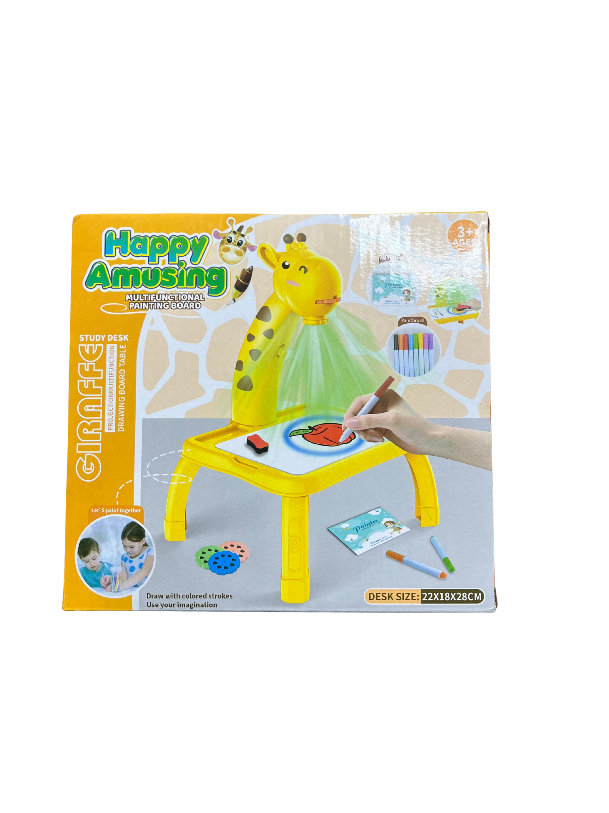 Giraffe projection drawing board for kids with colorful markers and interactive light projector