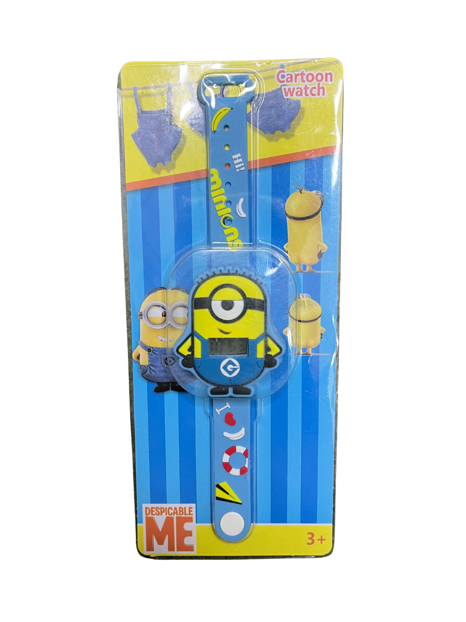 Despicable Me kids cartoon digital watches featuring a Minion character with blue and yellow design