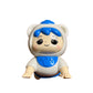 Cute pet climbing baby toy in white and blue worn by child figure crawling forward