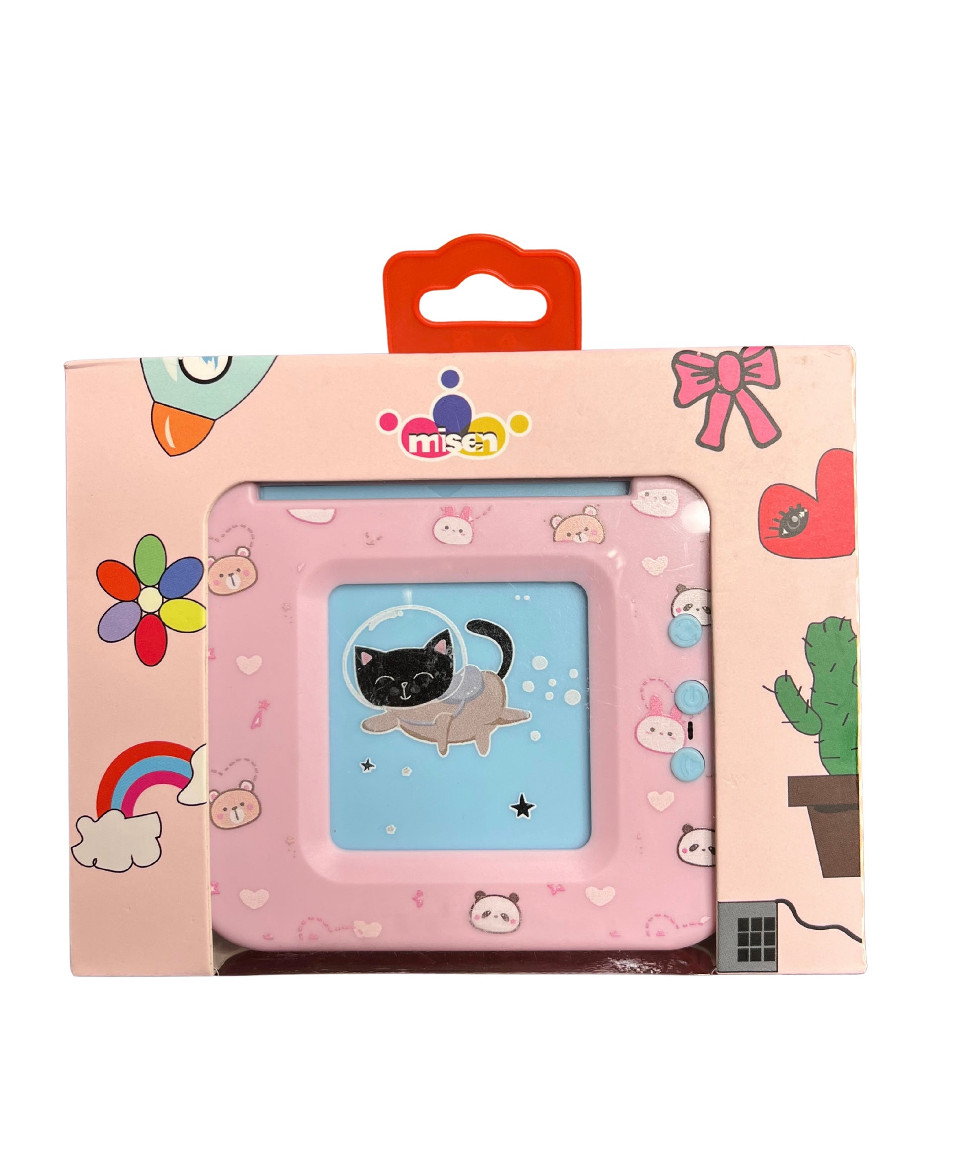 Pink talking flash cards learning toy with cat design in colorful children's packaging